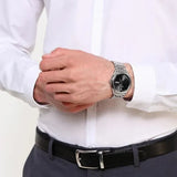 Emporio Armani Zeta Black Dial Silver Steel Strap Watch for Men - AR1977 Authentic Buy Shop Now