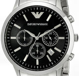 Emporio Armani Classic Chronograph Black Dial Silver Steel Strap Watch For Men - AR2434 Authentic Buy Shop Now