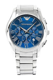 Emporio Armani Chronograph Quartz Blue Dial Silver Steel Strap Watch For Men - AR11082 Authentic Buy Shop Now