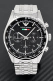 Emporio Armani Sportivo Chronograph Black Dial Silver Steel Strap Watch For Men - AR5984 Authentic Buy Shop Now