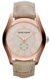 Emporio Armani Valente Analog Beige Dial Beige Leather Strap Watch For Men - AR1667 Authentic Buy Shop Now