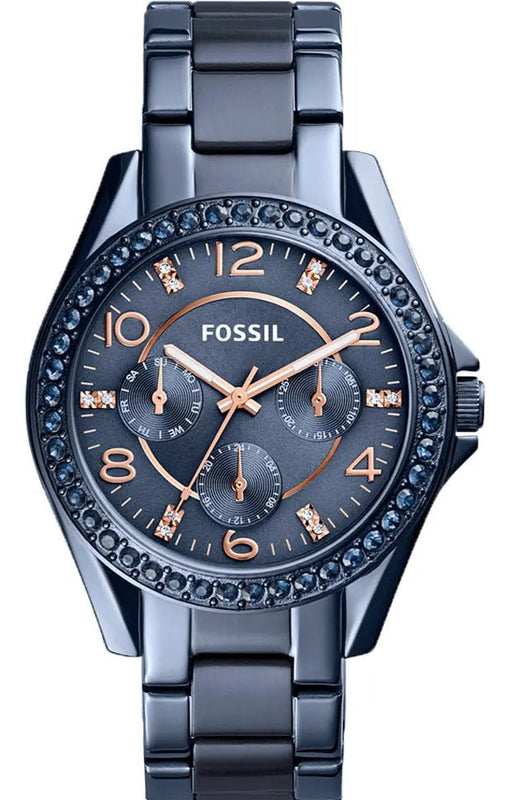 Fossil Riley Quartz Blue Dial Blue Steel Strap Watch for Women - ES4294 Authentic Buy Shop Now