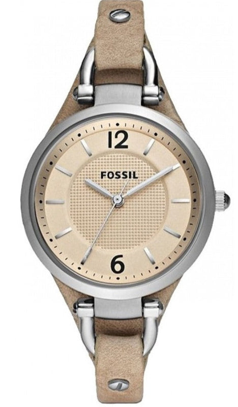 Fossil Georgia Bone Grey Dial Beige Leather Strap Watch for Women - ES2830 Authentic Buy Shop Now