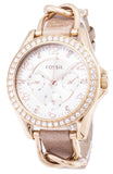 Fossil Riley White Dial Sand Leather Strap Watch for Women - ES3466 Authentic Buy Shop Now