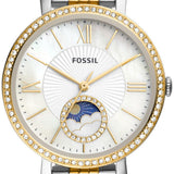 Fossil Jacqueline Analog Moonphase Mother of Pearl White Dial Two Tone Steel Strap Watch for Women - ES5166 Authentic Buy Shop Now
