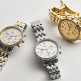 Fossil Neutra Chronograph Silver Dial Silver Steel Strap Watch for Women - ES5217 Authentic Buy Shop Now