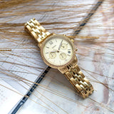 Fossil Neutra Chronograph Gold Dial Gold Steel Strap Watch for Women - ES5219 Authentic Buy Shop Now
