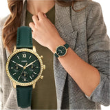 Fossil Neutra Chronograph Green Dial Green Leather Strap Watch for Women - ES5239 Authentic Buy Shop Now