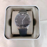Emporio Armani Gianni Quartz Black Dial Black Leather Strap Watch For Men - AR0382 Authentic Buy Shop Now