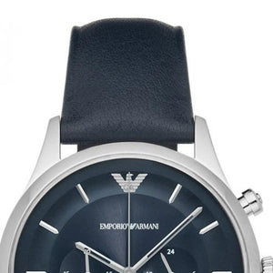 Emporio Armani Lambda Chronograph Blue Dial Blue Leather Strap Watch For Men - AR11018 Authentic Buy Shop Now
