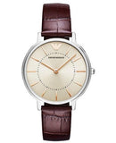 Emporio Armani Dress Quartz Silver Dial Brown Leather Strap Watch For Women - AR11063 Authentic Buy Shop Now