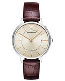 Emporio Armani Dress Quartz Silver Dial Brown Leather Strap Watch For Women - AR11063 Authentic Buy Shop Now