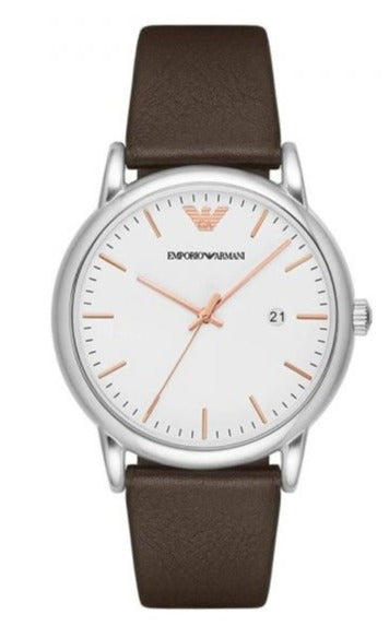 Emporio Armani Herren White Dial Brown Leather Strap Watch For Men - AR11103 Authentic Buy Shop Now