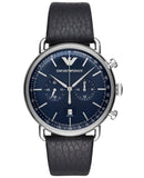 Emporio Armani Aviator Blue Dial Blue Leather Strap Watch For Men - AR11105 Authentic Buy Shop Now