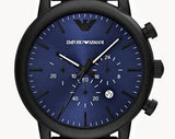 Emporio Armani Luigi Analog Blue Dial Black Leather Strap Watch For Men - AR11351 Authentic Buy Shop Now