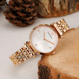 Emporio Armani Gianni T Bar Quartz Mother of Pearl Dial Rose Gold Steel Strap Watch For Women - AR11385 Authentic Buy Shop Now