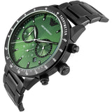 Emporio Armani Mario Chronograph Green Dial Black Steel Strap Watch For Men - AR11472 Authentic Buy Shop Now