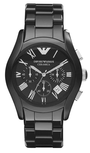 Emporio Armani Valente Chronograph Black Dial Black Ceramic Strap Watch For Men - AR1400 Authentic Buy Shop Now