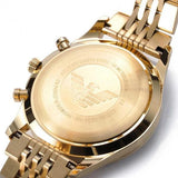 Emporio Armani Classic Chronograph Black Dial Gold Steel Strap Watch For Men - AR1893 Authentic Buy Shop Now