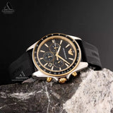 Emporio Armani Sigma Chronograph lack Dial Black Rubber Strap Watch For Men - AR80003 Authentic Buy Shop Now