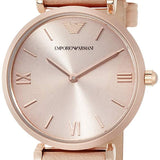 Emporio Armani Gianni T-Bar Quartz Rose Gold Dial Pink Leather Strap Watch For Women - AR11001 Authentic Buy Shop Now