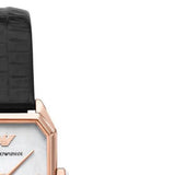 Emporio Armani Gioia Quartz Mother of Pearl Dial Black Leather Strap Watch For Women - AR11390 Authentic Buy Shop Now