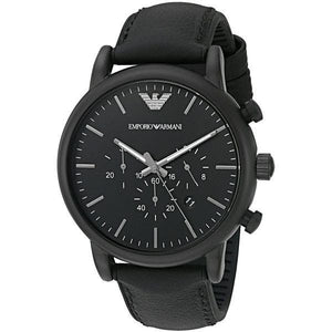 Emporio Armani Luigi Chronohraph Black Dial Black Leather Strap Watch For Men - AR1970 Authentic Buy Shop Now