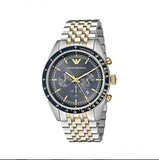 Emporio Armani Tazio Chronograph Blue Dial Gold & Silver Stainless Steel Strap Watch For Men - AR8030 Authentic Buy Shop Now