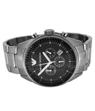 Emporio Armani Sportivo Chronograph Black Dial Silver Stainless Steel Watch For Men - AR0585 Authentic Buy Shop Now