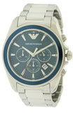Emporio Armani Sportivo Chronograph Blue Dial Silver Steel Strap Watch For Men - AR6091 Authentic Buy Shop Now