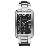 Emporio Armani Classic Analog Black Dial Silver Steel Strap Watch For Men - AR1608 Authentic Buy Shop Now