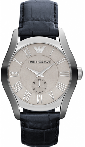 Emporio Armani Valente Quartz Silver Dial Grey Leather Strap Watch For Men - AR1666 Authentic Buy Shop Now