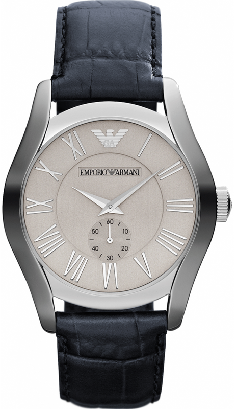 Emporio Armani Valente Quartz Silver Dial Grey Leather Strap Watch For Men - AR1666 Authentic Buy Shop Now
