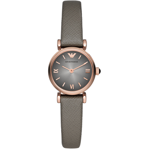 Emporio Armani Gianni T Bar Quartz Gray Dial Gray Leather Strap Watch For Women - AR1727 Authentic Buy Shop Now