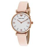 Emporio Armani Gianni T Bar Quartz White Dial Beige Leather Strap Watch For Women - AR1927 Authentic Buy Shop Now