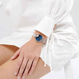 Emporio Armani Gianni T Bar Crystal Blue Dial Two Tone Steel Strap Watch For Women - AR11092 Authentic Buy Shop Now