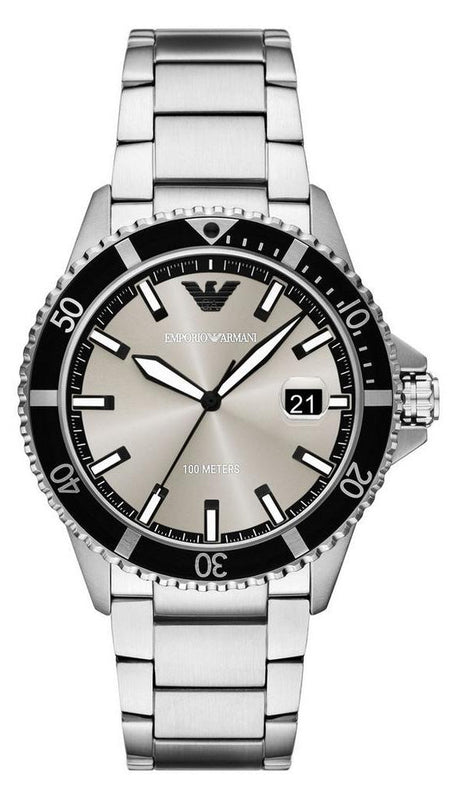 Emporio Armani World Explorer Silver Dial Silver Steel Strap Watch for Men - AR11683 Authentic Buy Shop Now