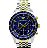 Emporio Armani Tazio Chronograph Blue Dial Two Tone Stainless Steel Watch For Men - AR6088 Authentic Buy Shop Now