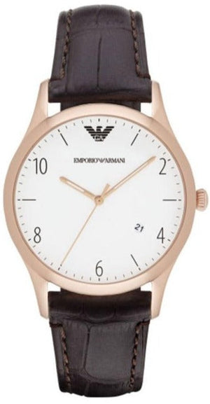 Emporio Armani Beta Chronograph White Dial Brown Leather Strap Watch For Men - AR1915 Authentic Buy Shop Now
