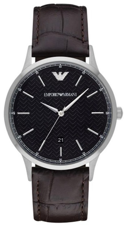 Emporio Armani Renato Quartz Black Dial Brown Leather Strap Watch For Men - AR11187 Authentic Buy Shop Now