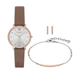 Emporio Armani Classic Analog Silver Dial Brown Leather Strap Watch For Women - AR8040 Authentic Buy Shop Now