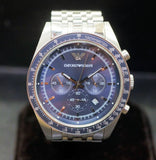 Emporio Armani Sportivo Chronograph Blue Stainless Steel Watch For Men - AR6072 Authentic Buy Shop Now