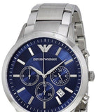 Emporio Armani Renato Chronograph Blue Dial Silver Steel Strap Watch For Men - AR2448 Authentic Buy Shop Now