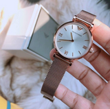 Emporio Armani Gianni T Bar Silver Dial Rose Gold Mesh Bracelet Watch For Women - AR1956 Authentic Buy Shop Now