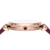 Emporio Armani Gianni T Bar Crystals Maroon Dial Maroon Leather Strap Watch for Women - AR11487 Authentic Buy Shop Now