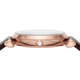 Emporio Armani Gianni T-Bar Silver Dial Brown Leather Strap Watch For Women - AR11269 Authentic Buy Shop Now