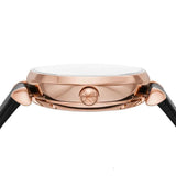 Emporio Armani Gianni T Bar Mother of Pearl White Dial Black Leather Strap Watch For Women - AR60047 Authentic Buy Shop Now