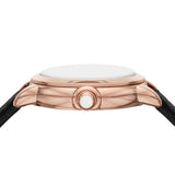 Emporio Armani Mia Three Hand Crystals Silver Dial Black Leather Strap Watch For Women - AR11631 Authentic Buy Shop Now