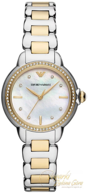 Emporio Armani Mia Quartz Mother of Pearl Dial Two Tone Steel Strap Watch For Women - AR11524 Authentic Buy Shop Now