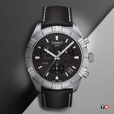 Tissot PR 100 Sport Quartz Chronograph Black Dial Black Leather Strap Watch For Men - T101.617.16.051.00 Authentic Buy Shop Now